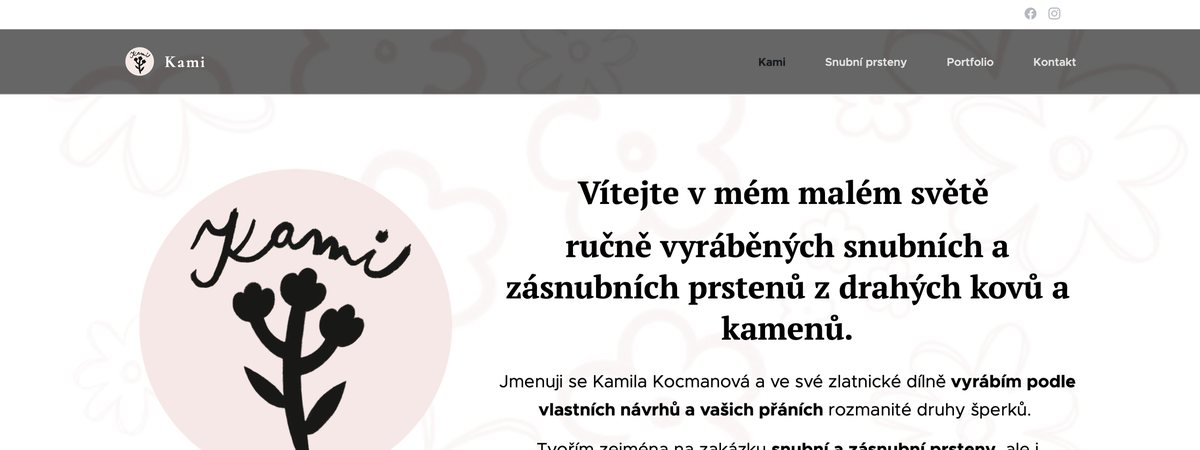 Původní web by-kami.cz – úvodní obrazovka